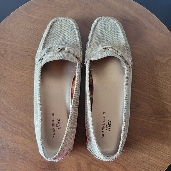 Ann Klein iflex Leather Snakeskin Loafer, Tan, Women’s Sz 10 Moccasin Flats EUC - Picture 9 of 12